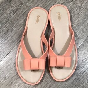 Melissa Mini Bow Peach Flip Flop Style Sandals size 6